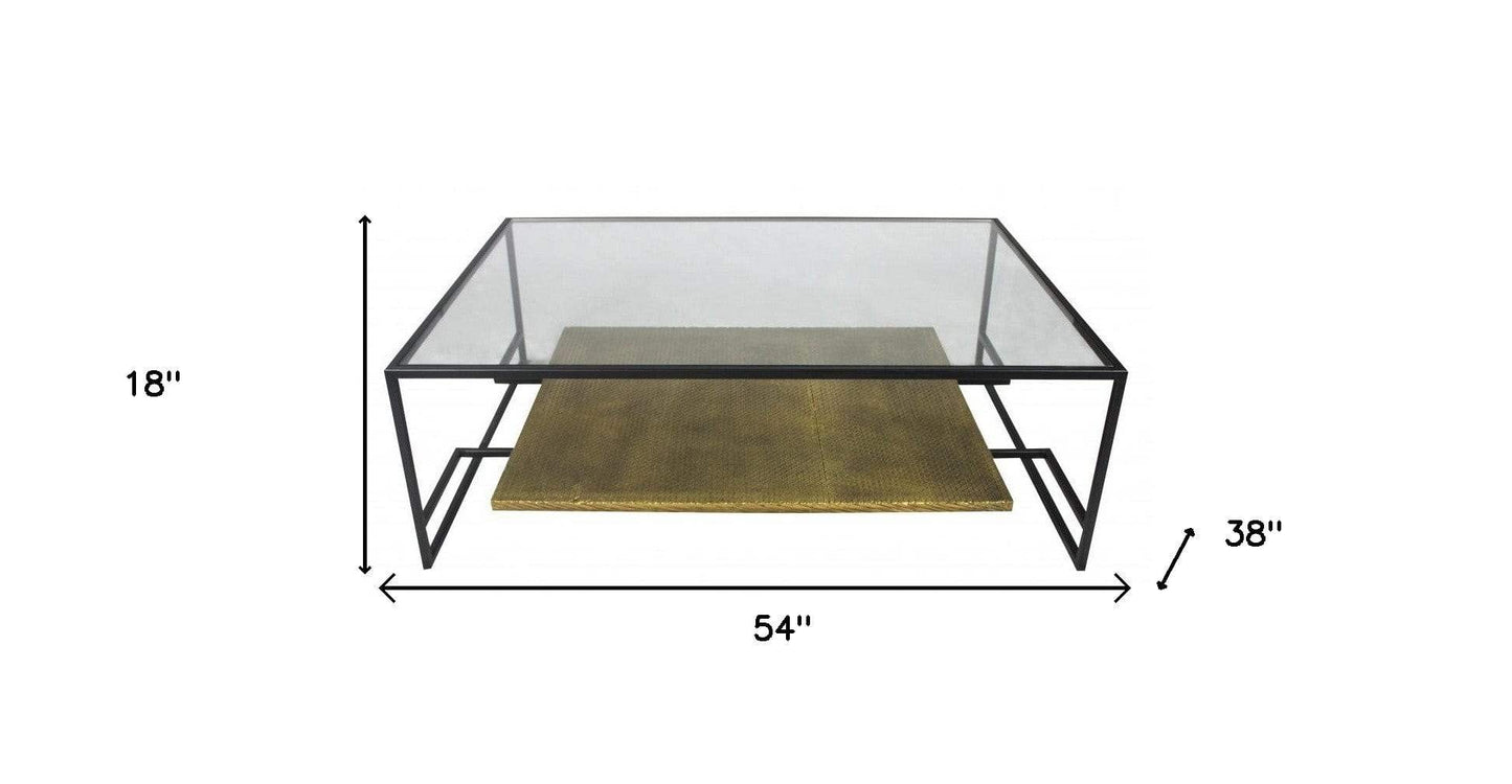 Modern Black and Gold Glass Coffee Table - Homeroots - Flyclothing LLC