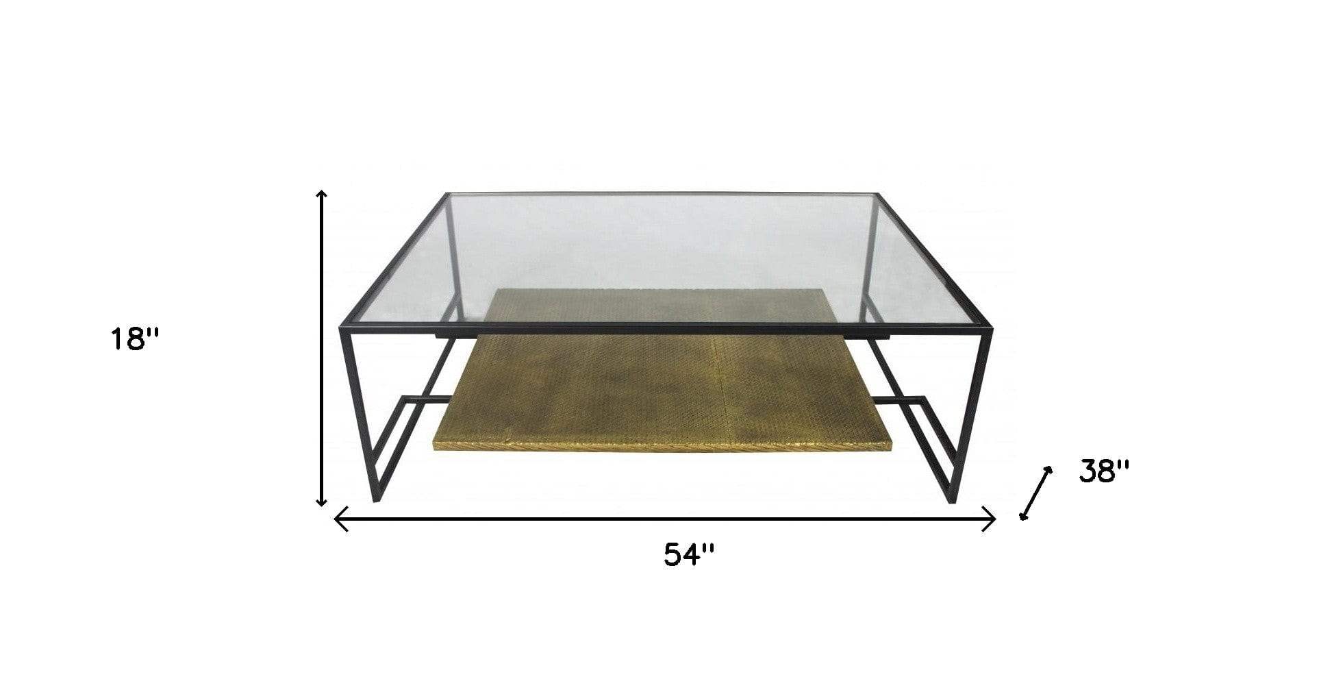 Modern Black and Gold Glass Coffee Table - Homeroots - Flyclothing LLC