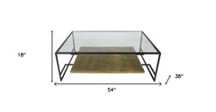 Modern Black and Gold Glass Coffee Table - Homeroots