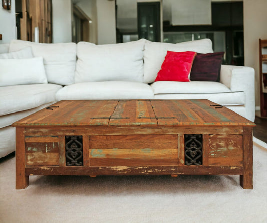 Rectangular Storage Wood Coffee Table - Homeroots