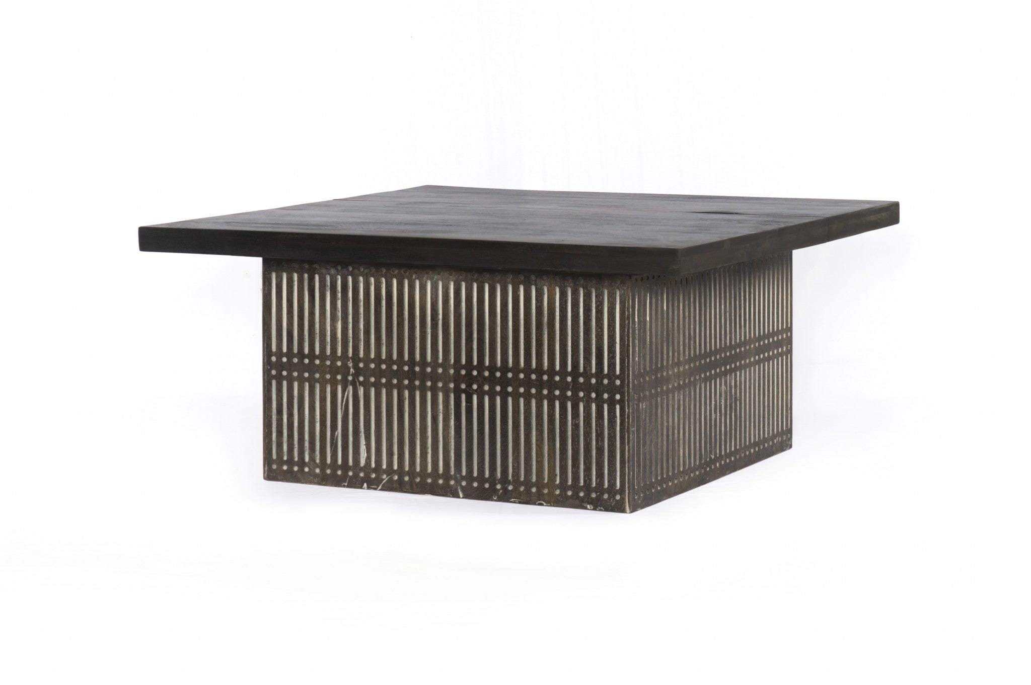 Rustic Brown Carved Wood Storage Coffee Table - Homeroots