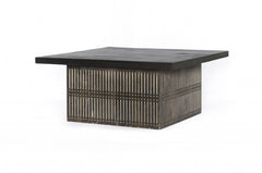 Rustic Brown Carved Wood Storage Coffee Table - Homeroots