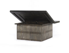 Rustic Brown Carved Wood Storage Coffee Table - Homeroots