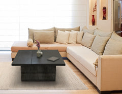 Rustic Brown Carved Wood Storage Coffee Table - Homeroots