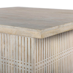 Rustic Graywash Carved Wood Storage Coffee Table - Homeroots