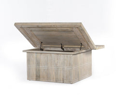 Rustic Graywash Carved Wood Storage Coffee Table - Homeroots