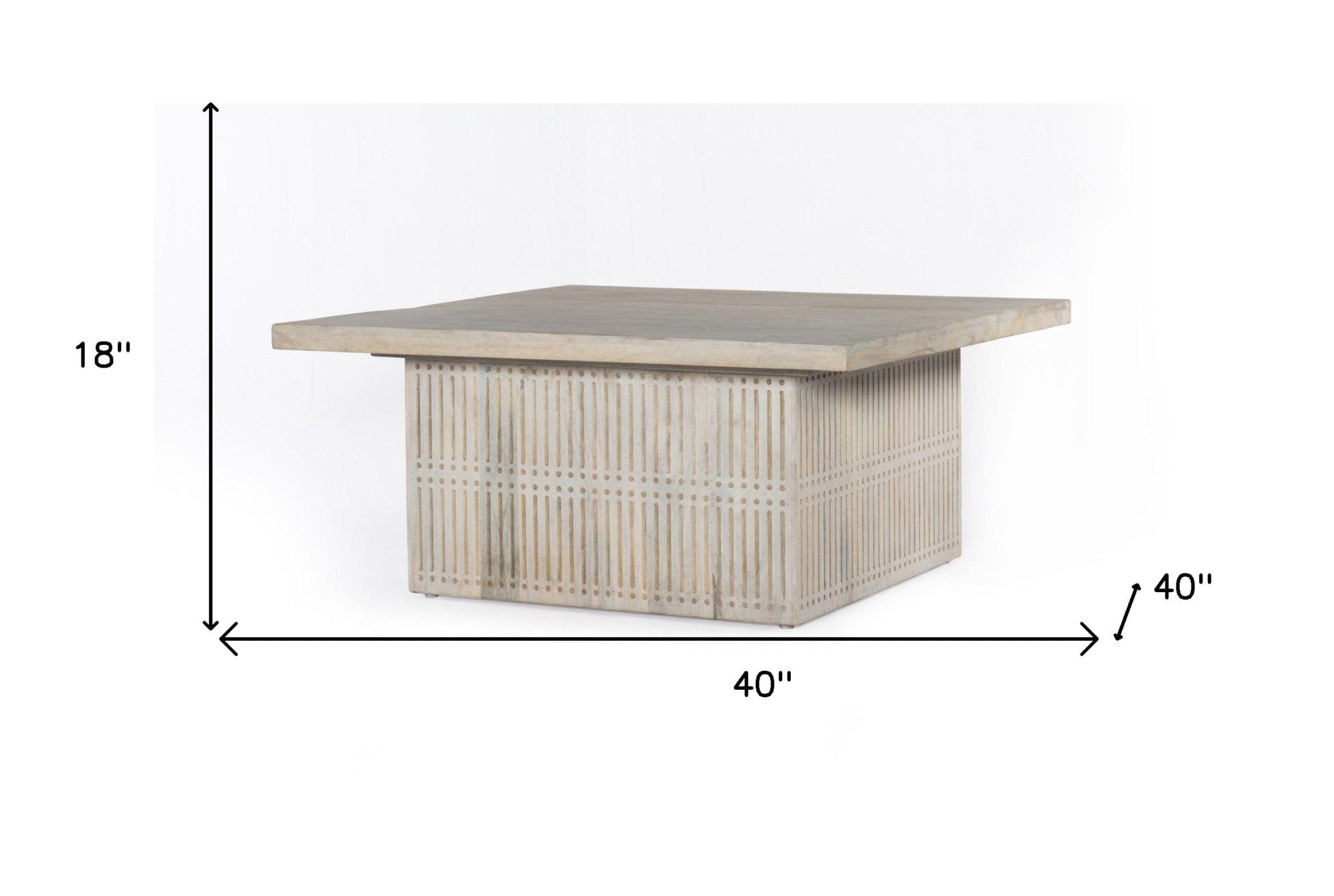 Rustic Graywash Carved Wood Storage Coffee Table - Homeroots