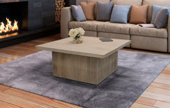 Rustic Graywash Carved Wood Storage Coffee Table - Homeroots