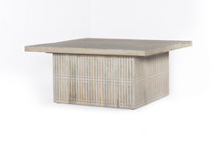 Rustic Graywash Carved Wood Storage Coffee Table - Homeroots