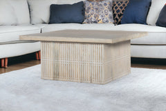 Rustic Graywash Carved Wood Storage Coffee Table - Homeroots