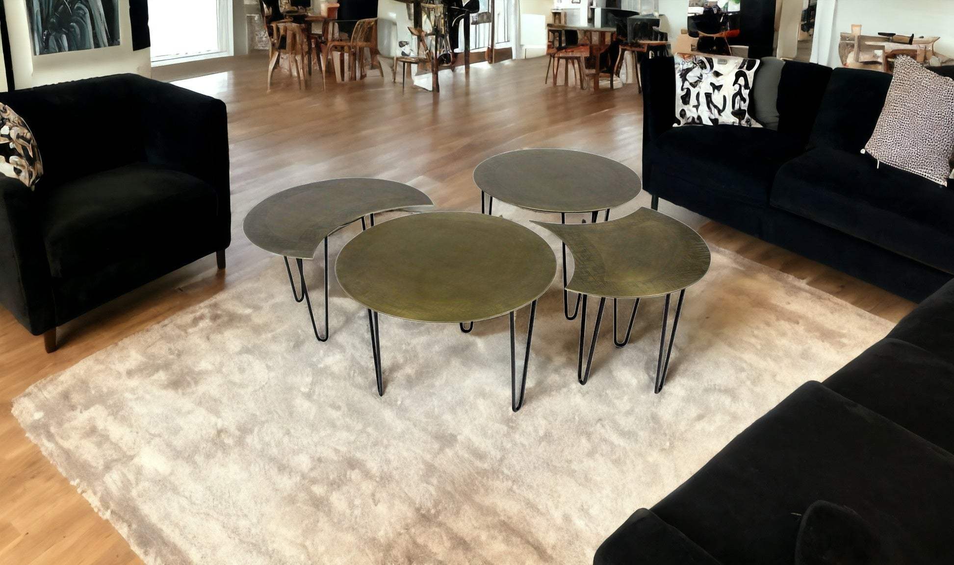 Set of Four Bohemian Gold Cocktail Table Set - Homeroots - Flyclothing LLC