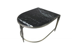 Set of 2 Black Marble Top and Glass Coffee Tables - Homeroots