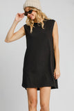Umgee Round Neck Sleeveless High-Low Curved Hemline Mini Dress - Trendsi