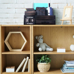 Black Rustic Wood Desk or Counter Organizer - Homeroots