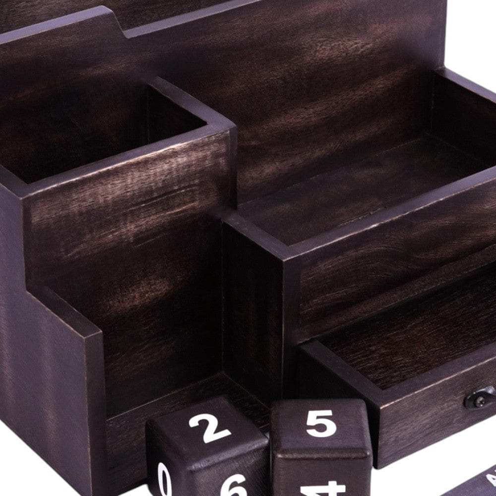 Black Rustic Wood Desk or Counter Organizer - Homeroots - Flyclothing LLC
