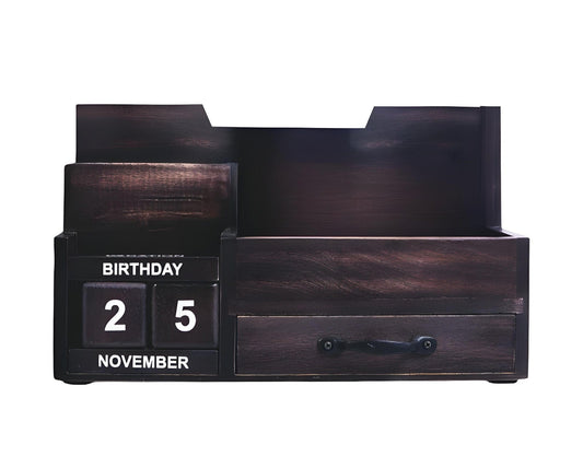 Black Rustic Wood Desk or Counter Organizer - Homeroots