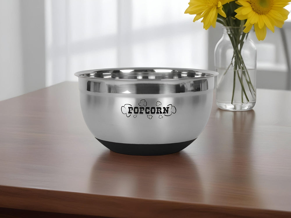 Sleek Stainless Steel Popcorn Serving Bowl - Homeroots