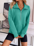 Ivy Lane Half Zip Raglan Sleeve Sweatshirt - Trendsi - Flyclothing LLC