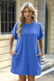 Florira Short Sleeve Mini Dress with Pockets - Trendsi - Flyclothing LLC