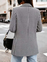 Classic Houndstooth Double-Breasted Blazer - Trendsi - Flyclothing LLC