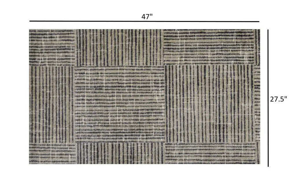 2' X 4' Modern Geo Lines in Squares Washable Floor Mat - Homeroots - Flyclothing LLC