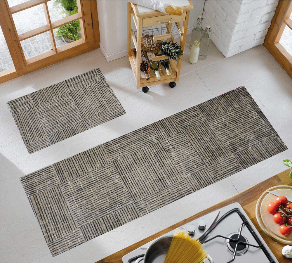 2' X 6' Modern Geo Lines in Squares Washable Runner Rug - Homeroots - Flyclothing LLC
