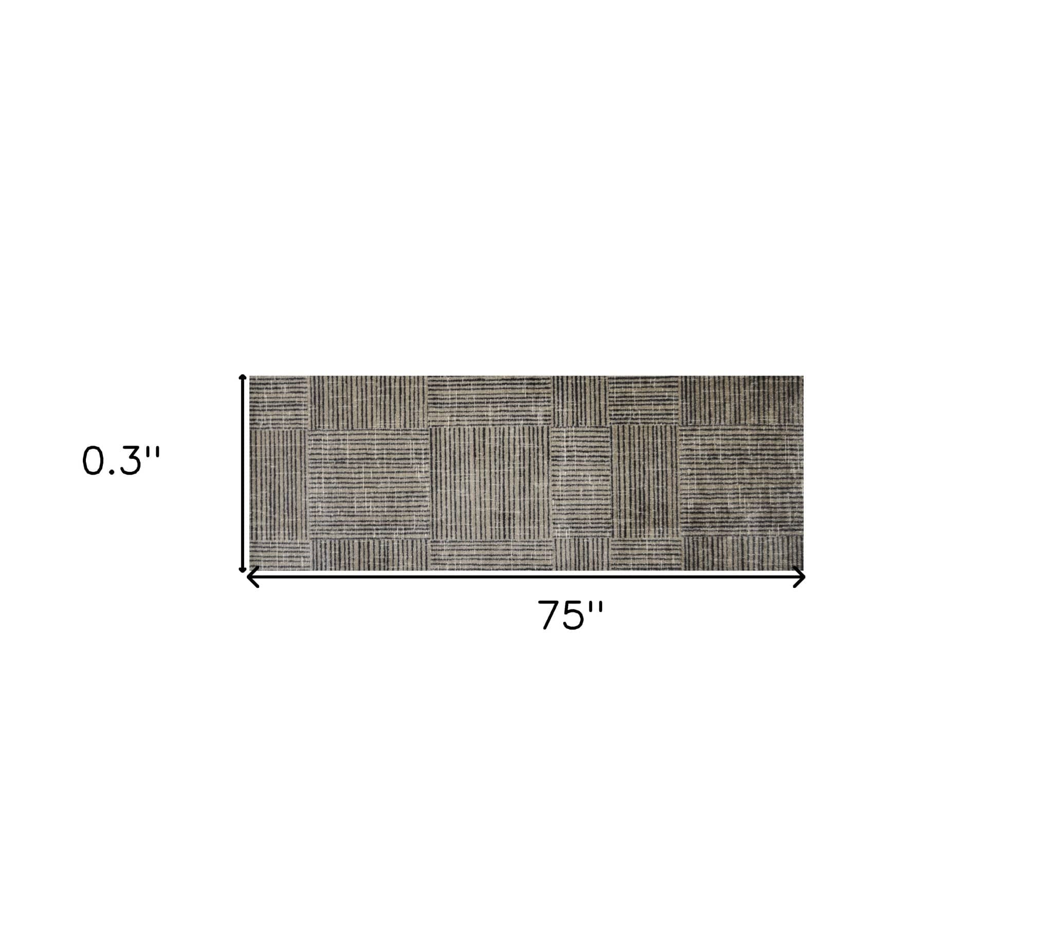 2' X 6' Modern Geo Lines in Squares Washable Runner Rug - Homeroots