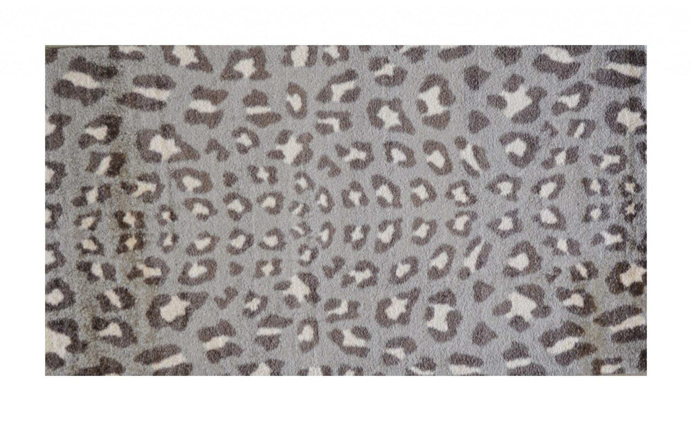 2' X 4' Gray and Brown Cheetah Washable Floor Mat - Homeroots - Flyclothing LLC