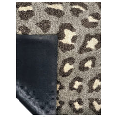2' X 4' Gray and Brown Cheetah Washable Floor Mat - Homeroots