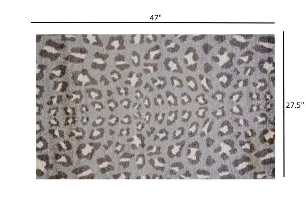 2' X 4' Gray and Brown Cheetah Washable Floor Mat - Homeroots - Flyclothing LLC