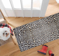 2' X 6' Gray and Brown Cheetah Washable Runner Rug - Homeroots