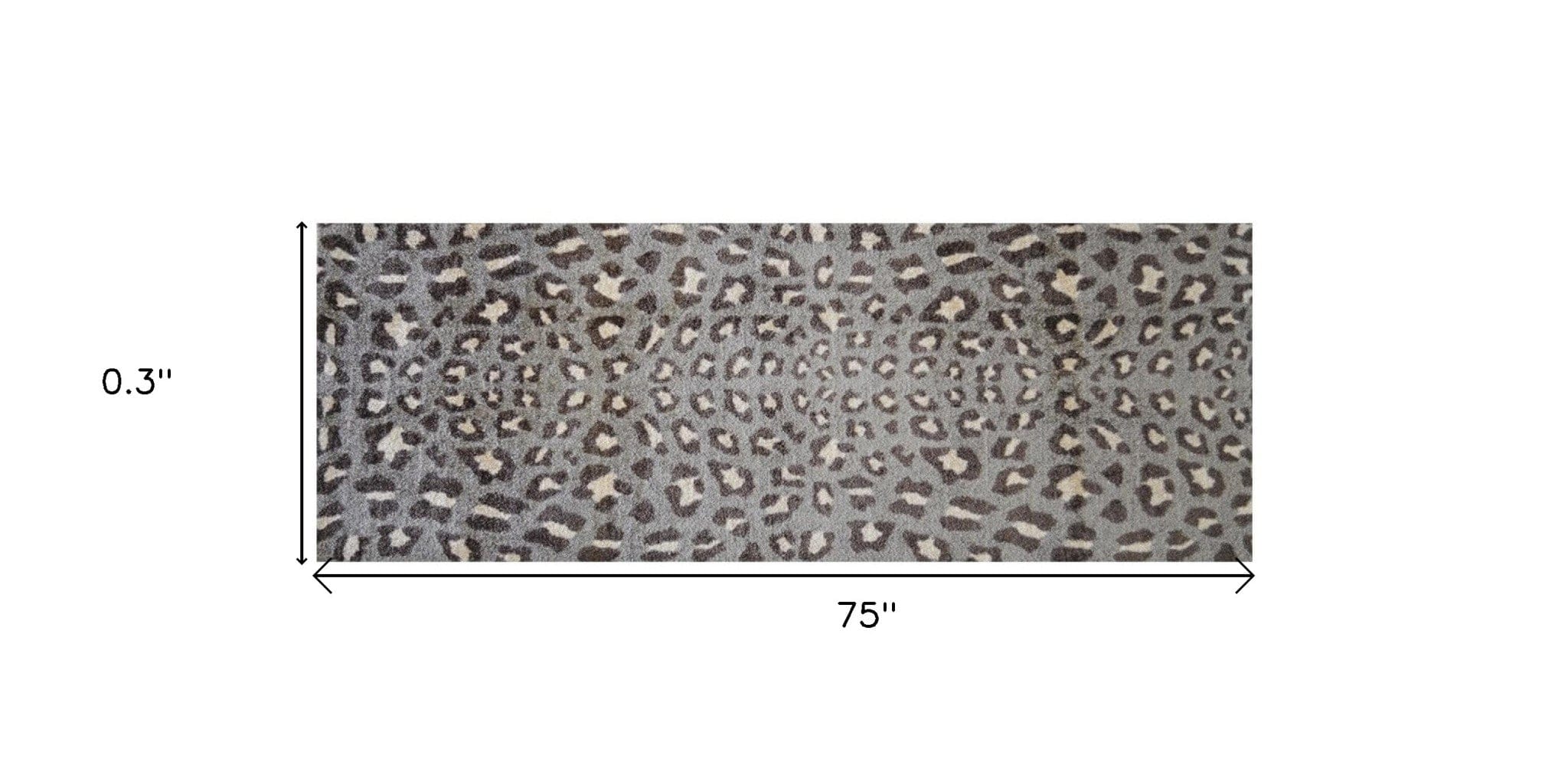 2' X 6' Gray and Brown Cheetah Washable Runner Rug - Homeroots