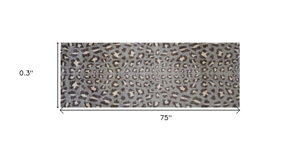 2' X 6' Gray and Brown Cheetah Washable Runner Rug - Homeroots - Flyclothing LLC