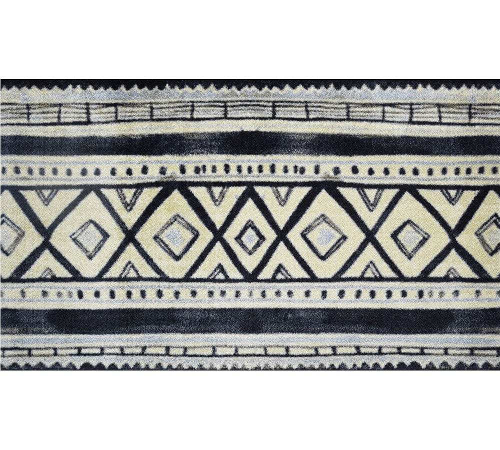 2' X 4' Black and Gray Modern Tribal Washable Floor Mat - Homeroots - Flyclothing LLC