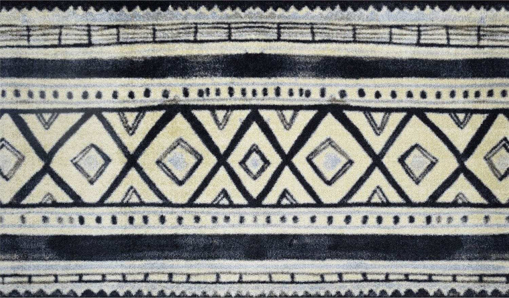 2' X 4' Black and Gray Modern Tribal Washable Floor Mat - Homeroots - Flyclothing LLC