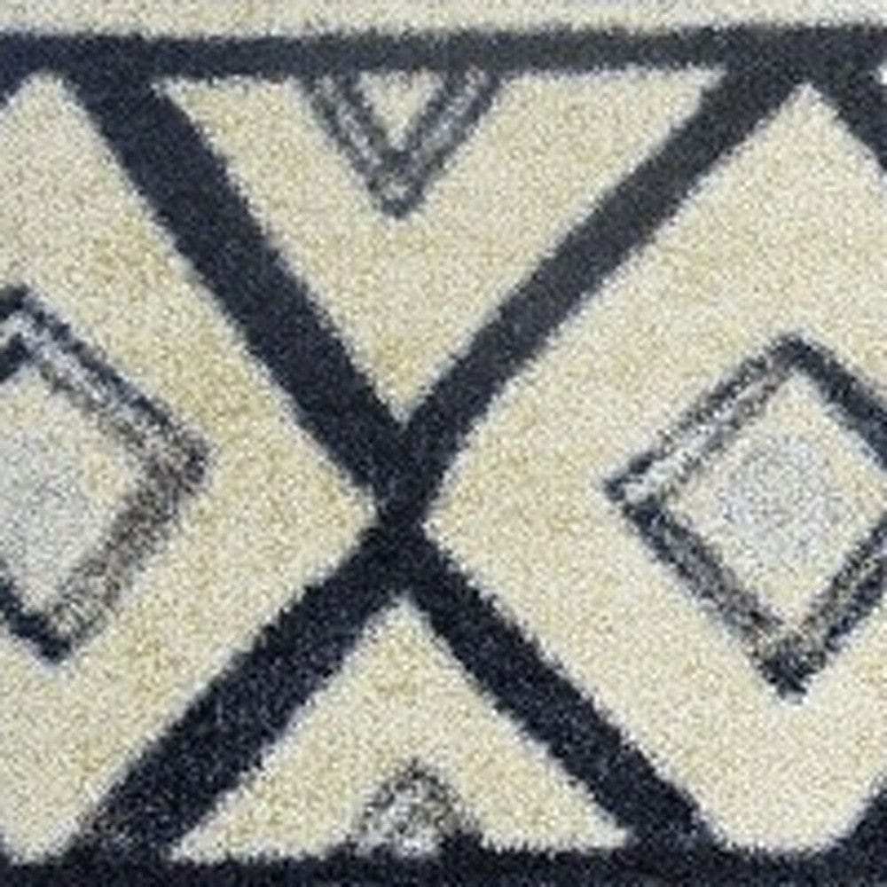 2' X 4' Black and Gray Modern Tribal Washable Floor Mat - Homeroots - Flyclothing LLC