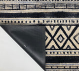 2' X 3' Black and Gray Modern Tribal Washable Floor Mat - Homeroots