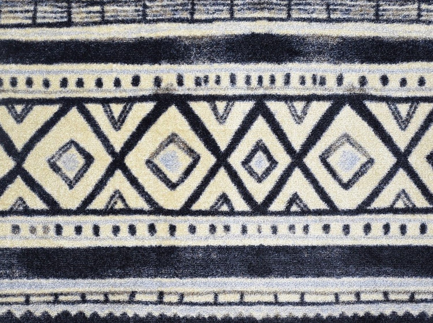 2' X 3' Black and Gray Modern Tribal Washable Floor Mat - Homeroots