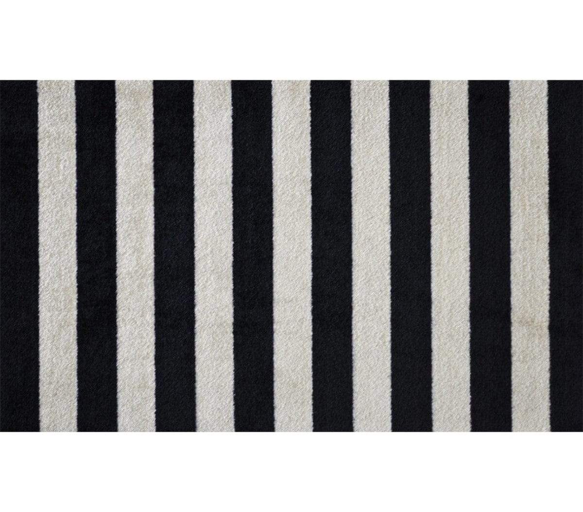 2' X 4' Black and Tan Wide Stripe Washable Floor Mat - Homeroots - Flyclothing LLC