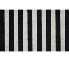 2' X 4' Black and Tan Wide Stripe Washable Floor Mat - Homeroots