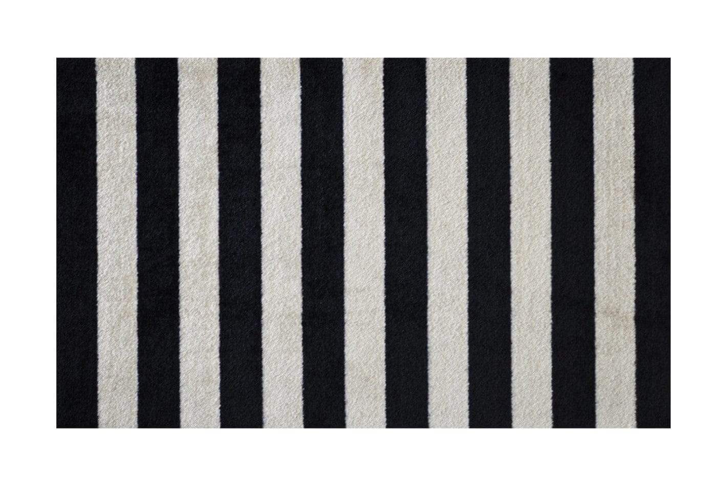 2' X 4' Black and Tan Wide Stripe Washable Floor Mat - Homeroots - Flyclothing LLC