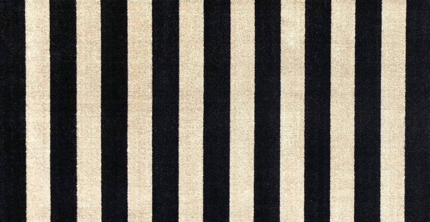 2' X 4' Black and Tan Wide Stripe Washable Floor Mat - Homeroots - Flyclothing LLC