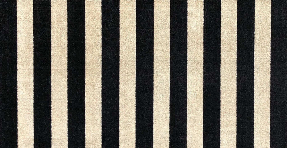 2' X 4' Black and Tan Wide Stripe Washable Floor Mat - Homeroots - Flyclothing LLC