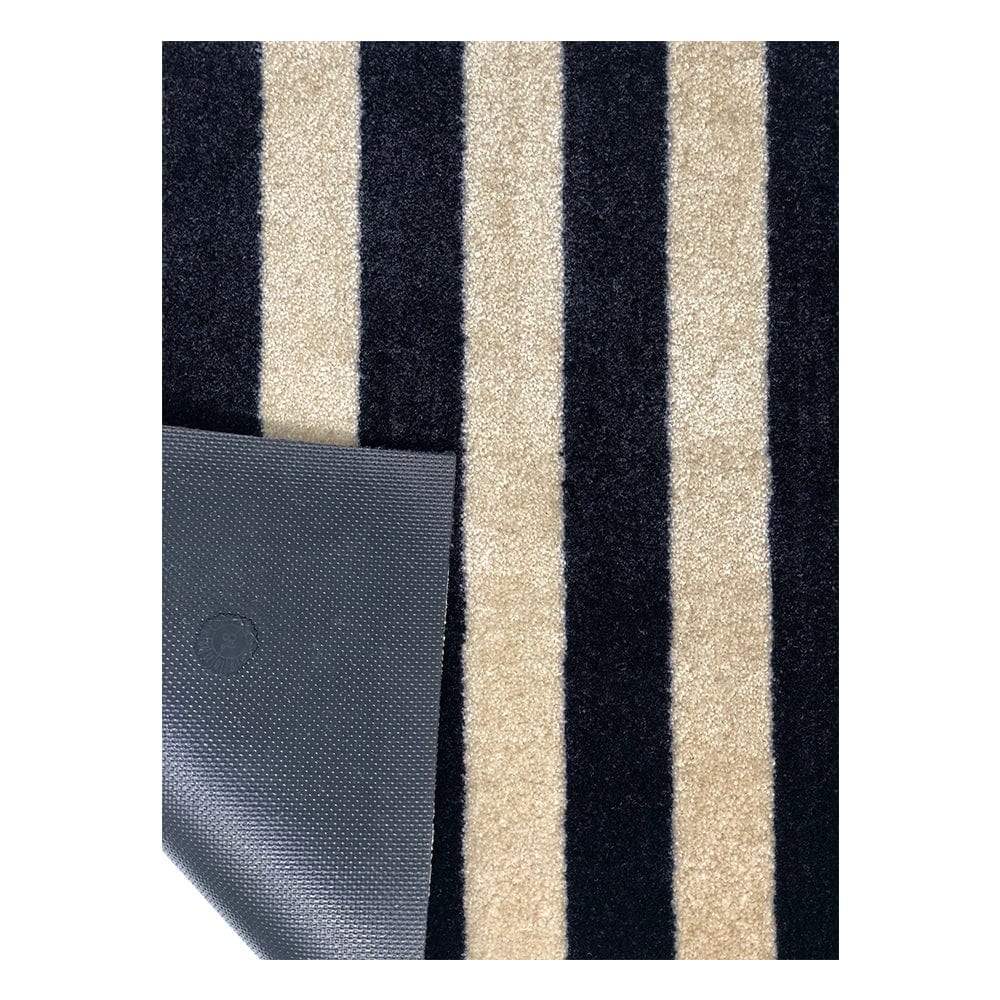 2' X 4' Black and Tan Wide Stripe Washable Floor Mat - Homeroots - Flyclothing LLC