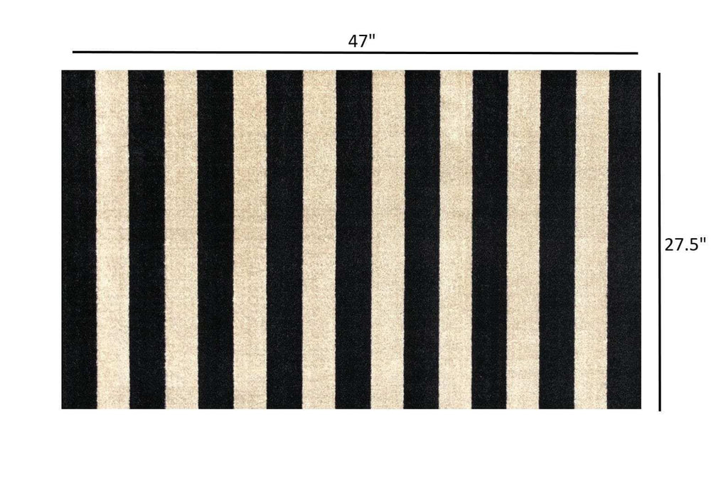 2' X 4' Black and Tan Wide Stripe Washable Floor Mat - Homeroots - Flyclothing LLC