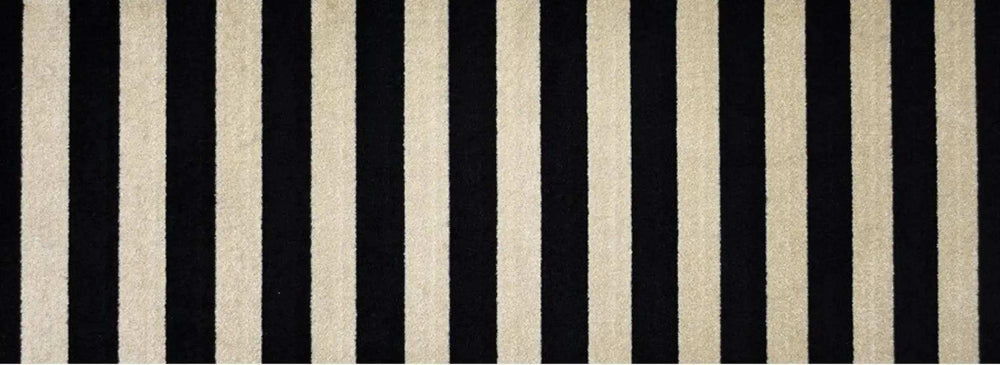 2' X 6' Black and Tan Wide Stripe Washable Runner Rug - Homeroots - Flyclothing LLC