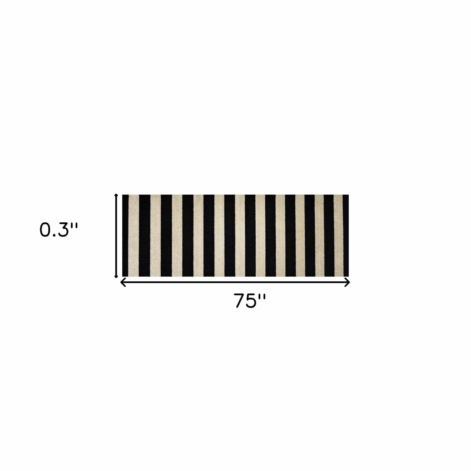 2' X 6' Black and Tan Wide Stripe Washable Runner Rug - Homeroots