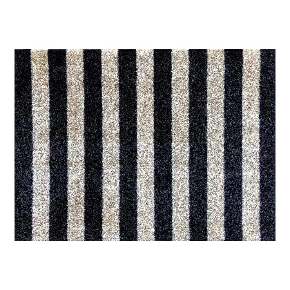 2' X 3' Black and Tan Wide Stripe Washable Floor Mat - Homeroots - Flyclothing LLC