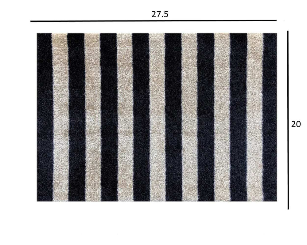 2' X 3' Black and Tan Wide Stripe Washable Floor Mat - Homeroots - Flyclothing LLC