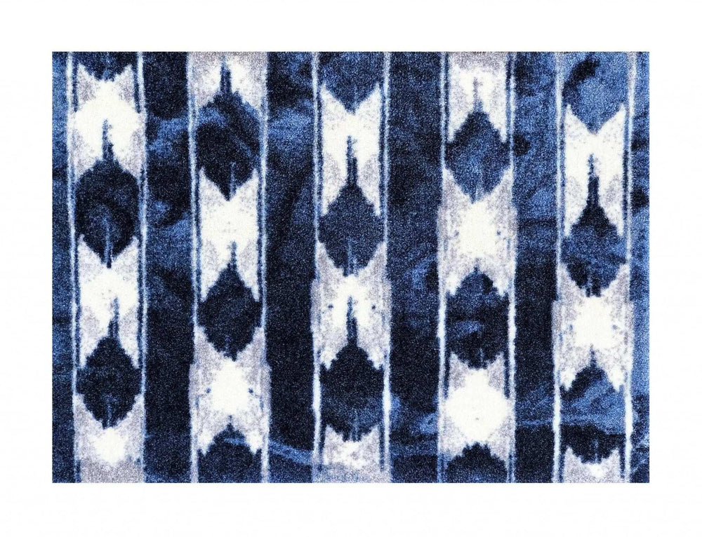 2' X 3' Shades of Blue Abstract Stripes Washable Floor Mat - Homeroots - Flyclothing LLC